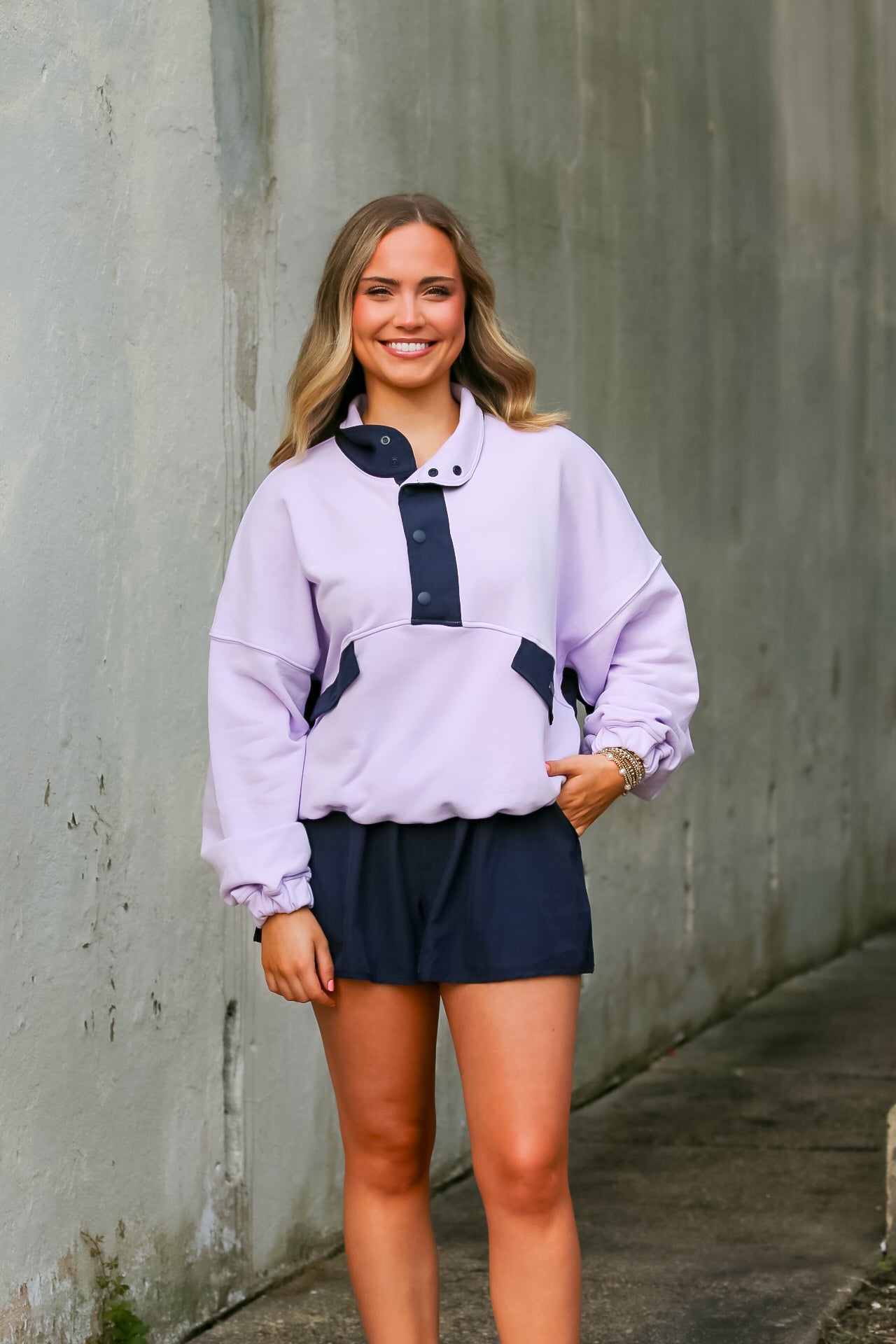 French Terry Playful Set-Sweet Lavender/Navy