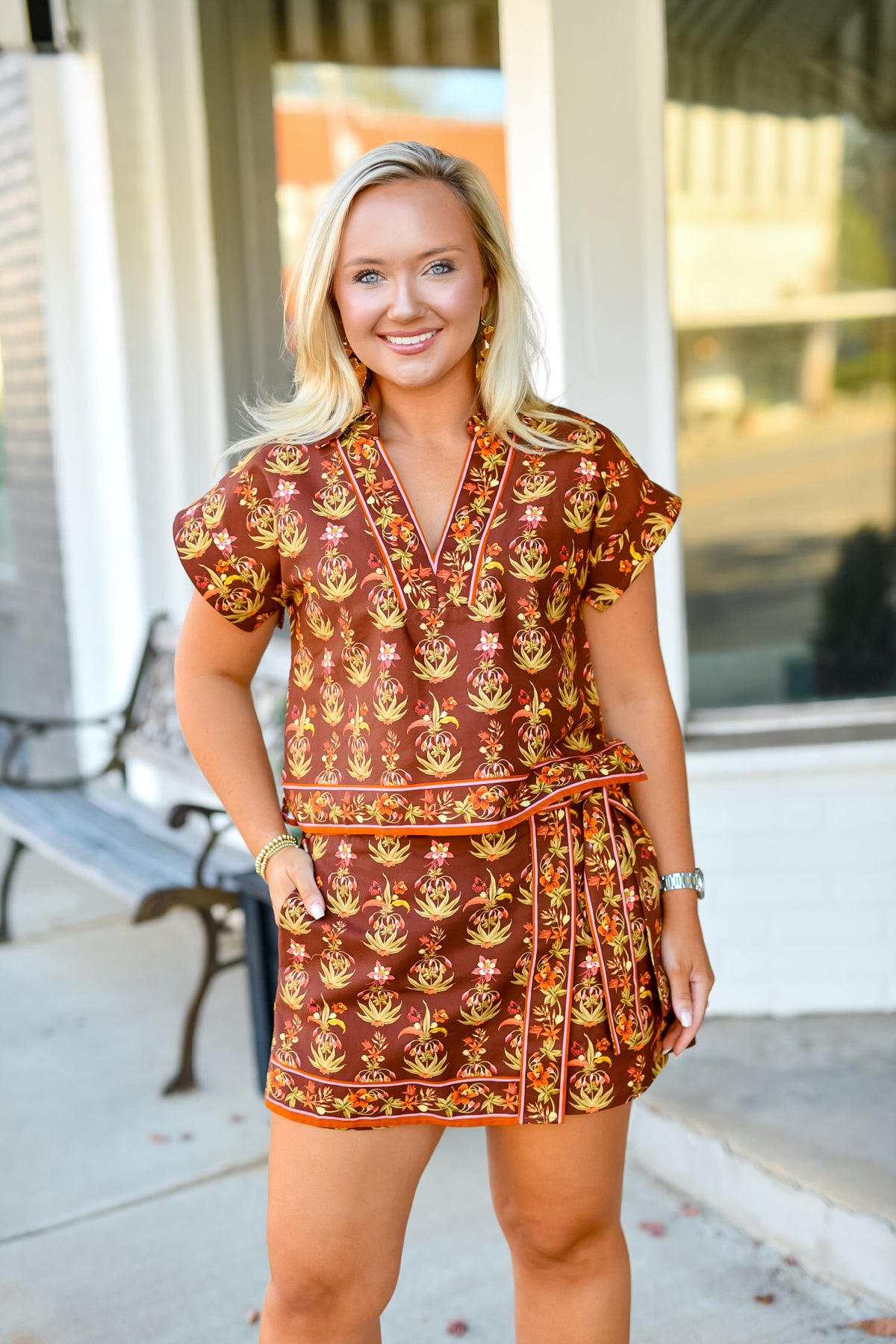 Wildflower Social Wrap Skort in Brown