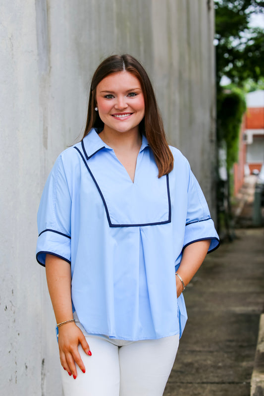 Coastal Breeze Blouse in Chambray