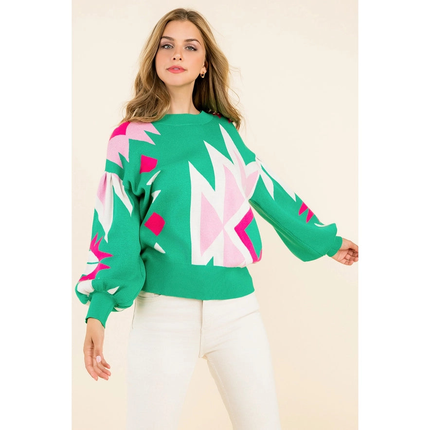 Green Abstract Pattern Sweater