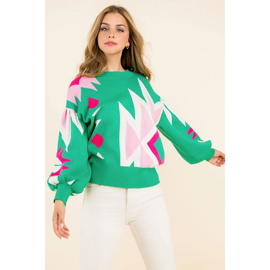 Green Abstract Pattern Sweater