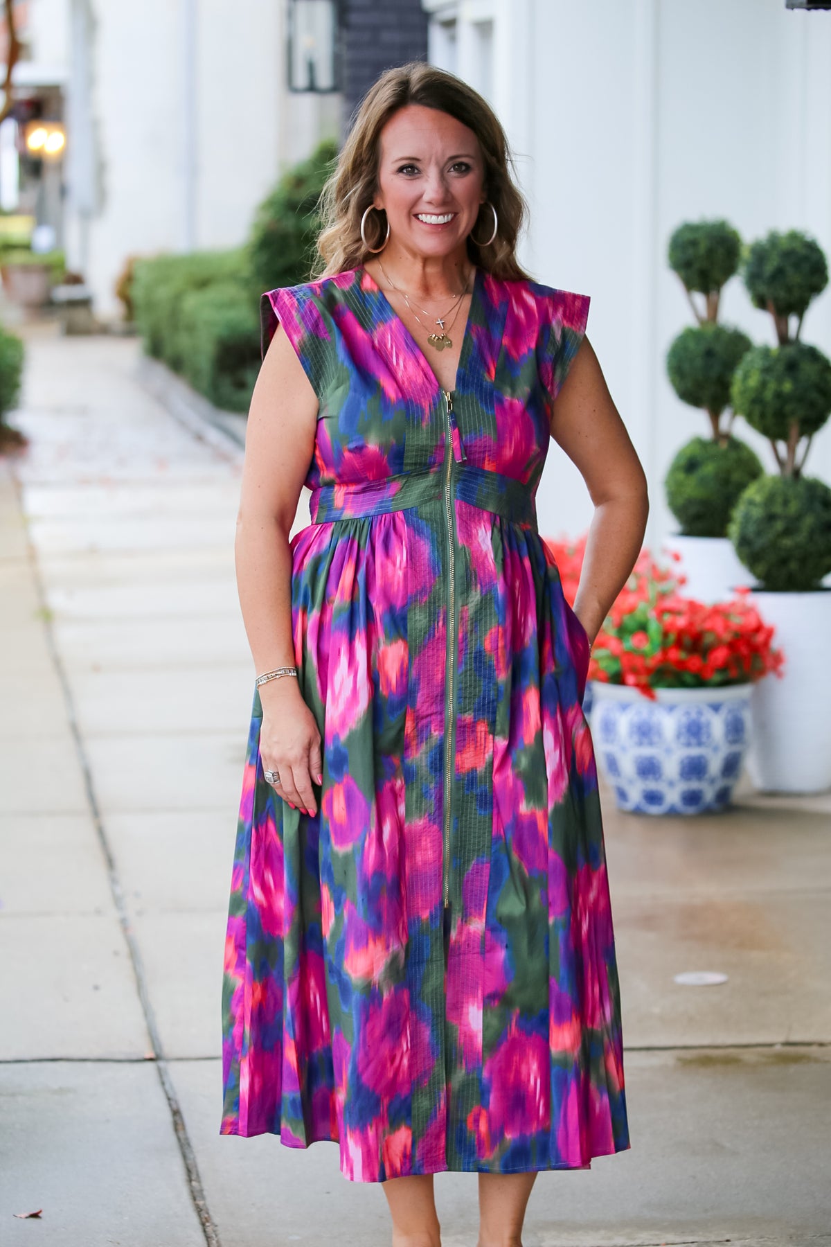 In Full Bloom Dress in Magenta