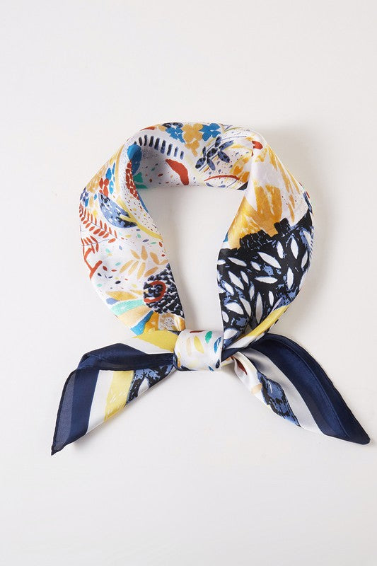 Flower Petal Bandana Scarf in Navy