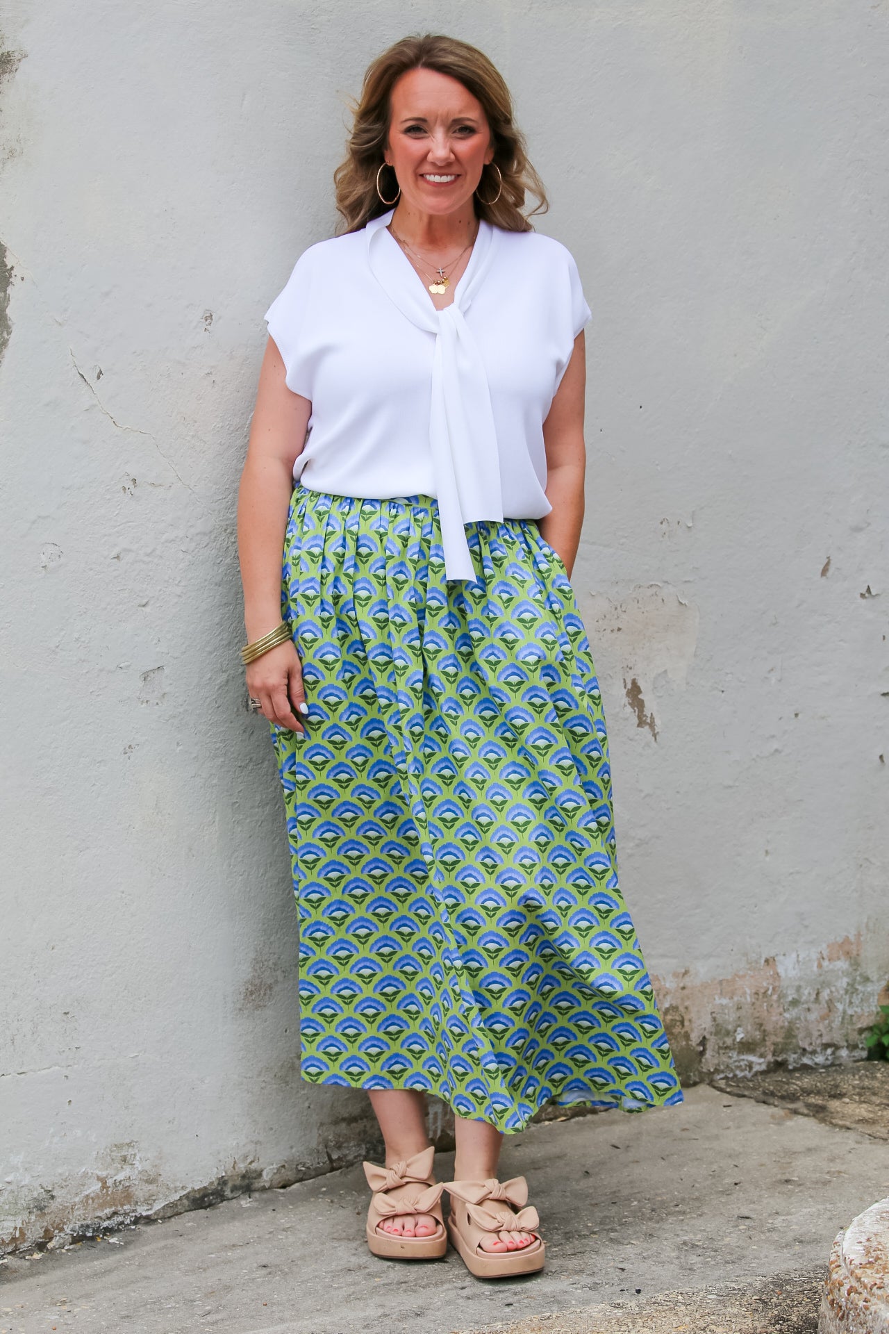 Palm Petal Midi Skirt