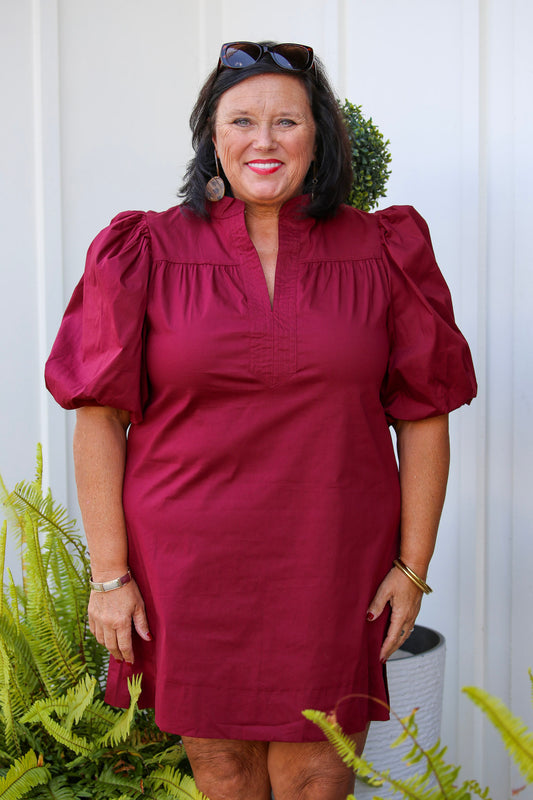 Keyhole Charm Dress-Wine