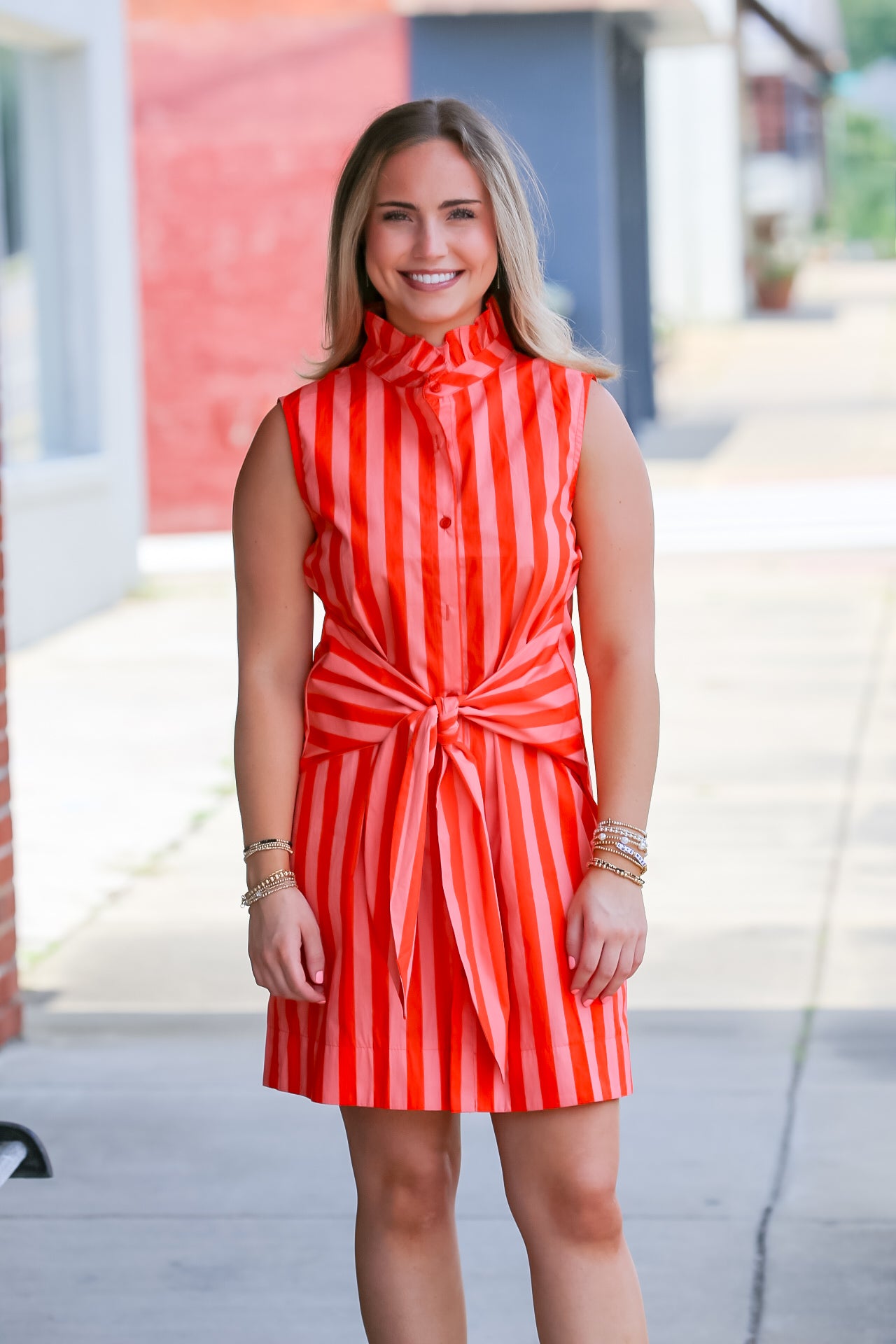 Sunkissed Stripes Dress in Orange Medium