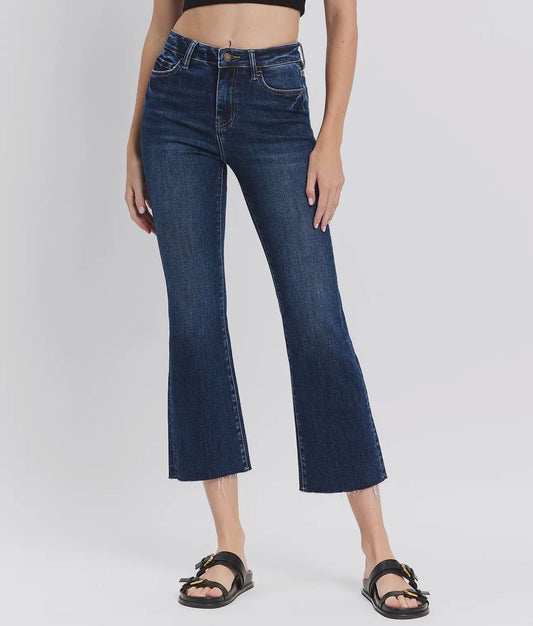 High Rise Clean Cut Hem Kick Flare Jeans