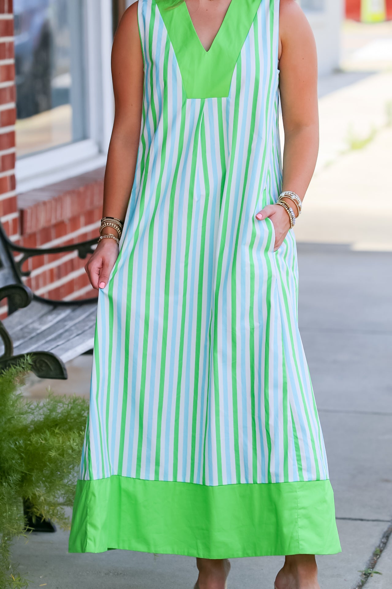 Island Time Stripe Dress in Blue