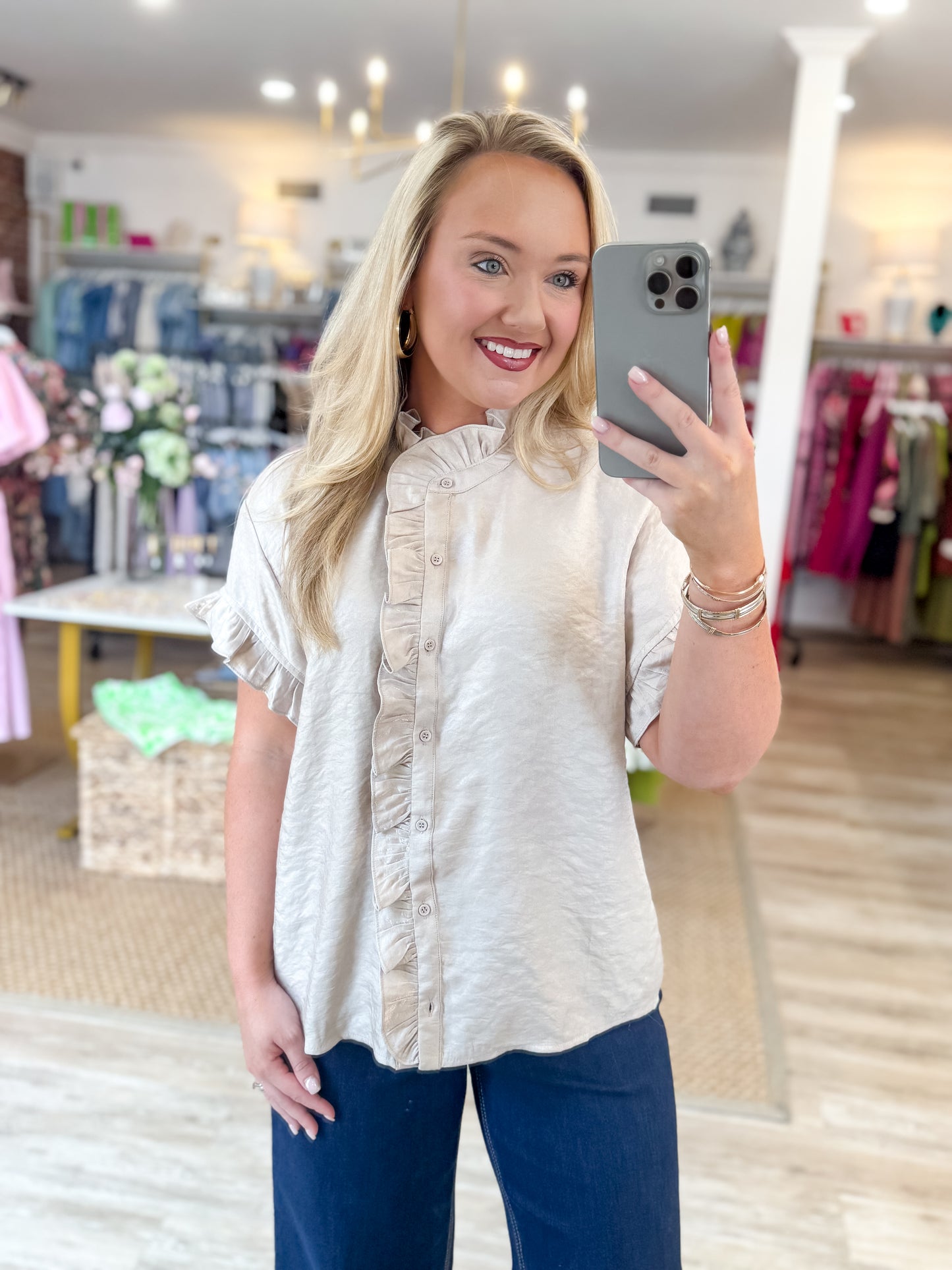 The Socialite Top in Taupe