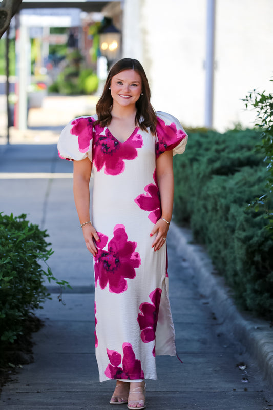 Painted Petals Maxi in Fuschia