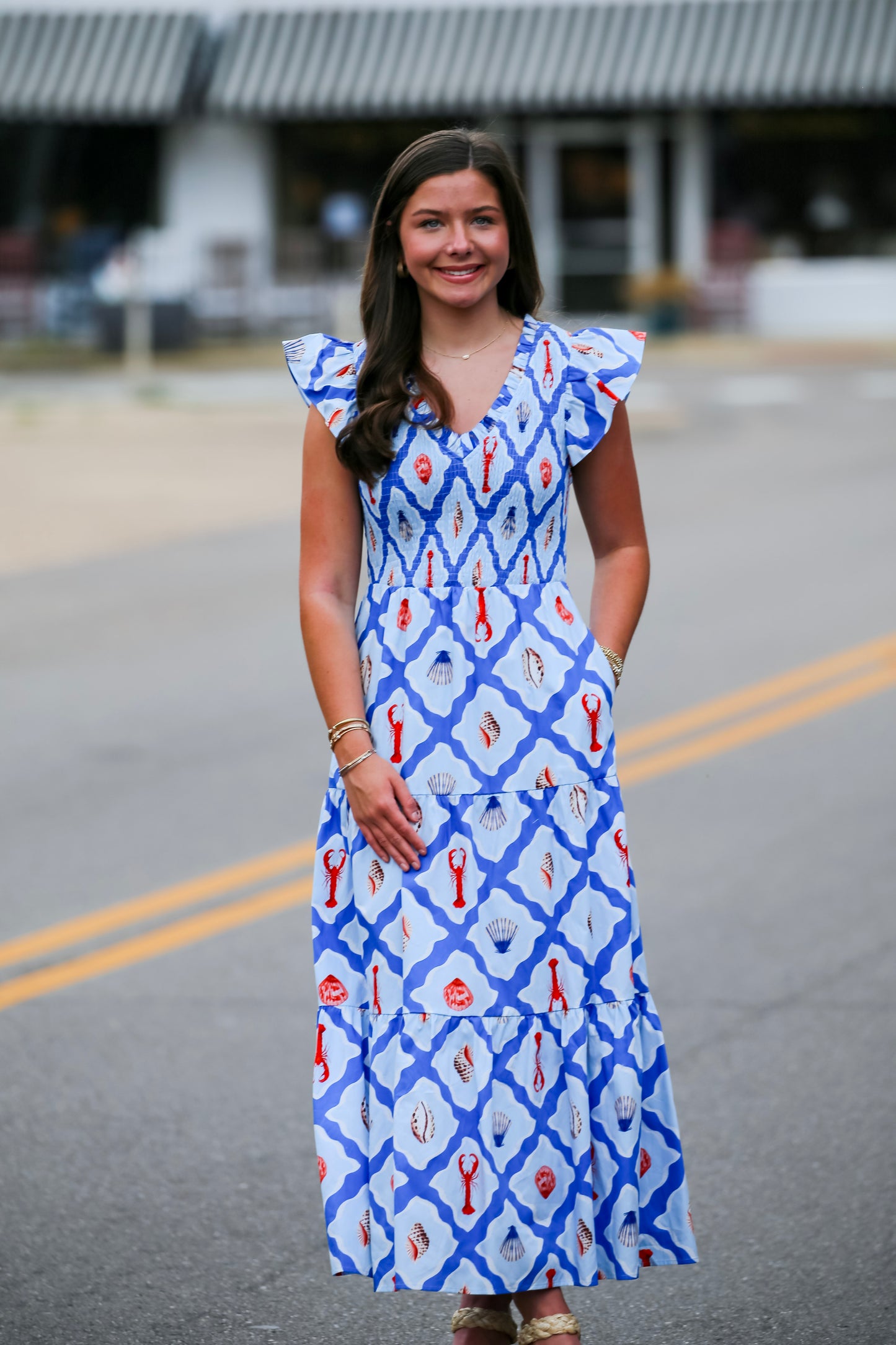 Lobster Bay Tiered Midi Dress