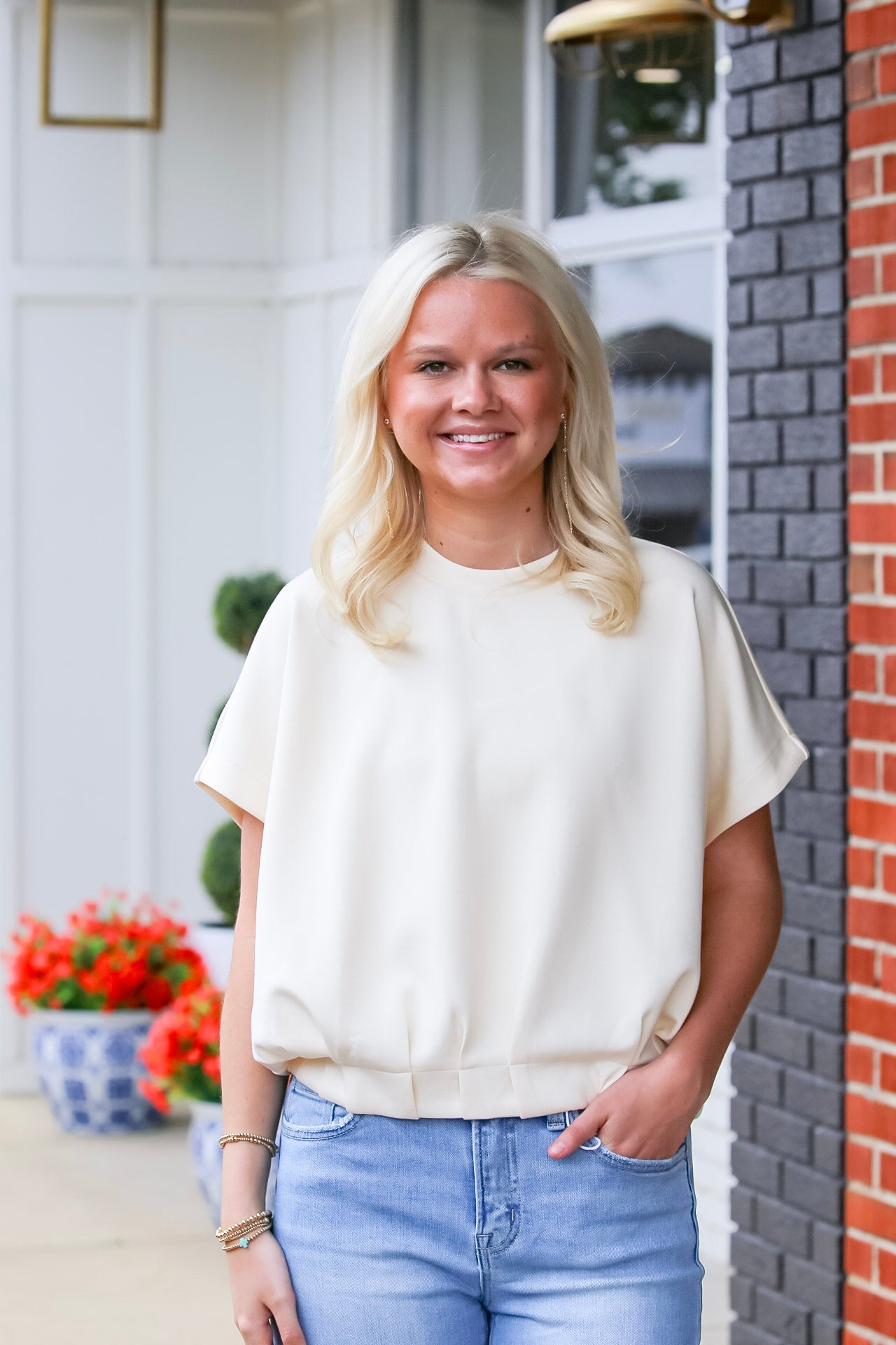 Relaxed Fit T-Shirt-Cream