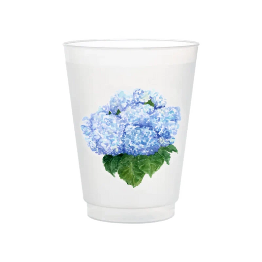 Blue Hydrangea Frosted Cups | Set of 6
