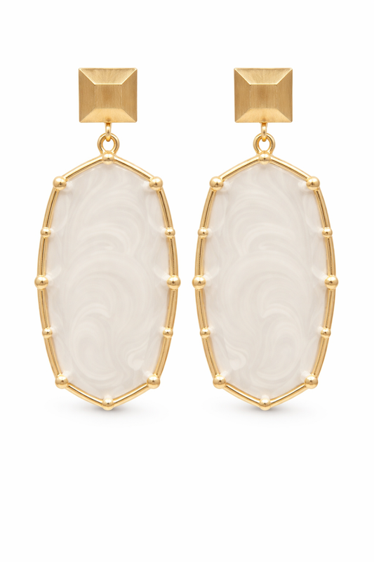 Ivory Marble Statement Earrings