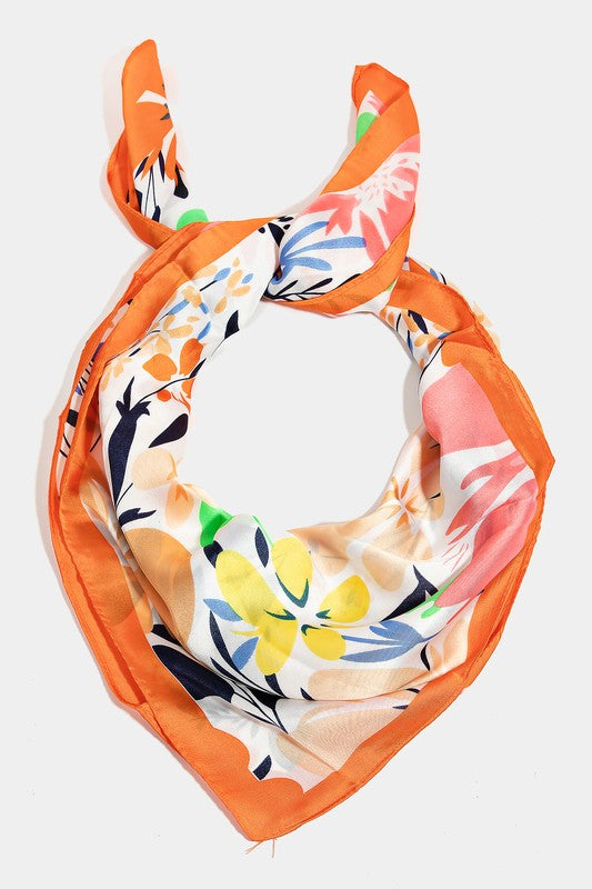 Floral Print Bandana in Orange