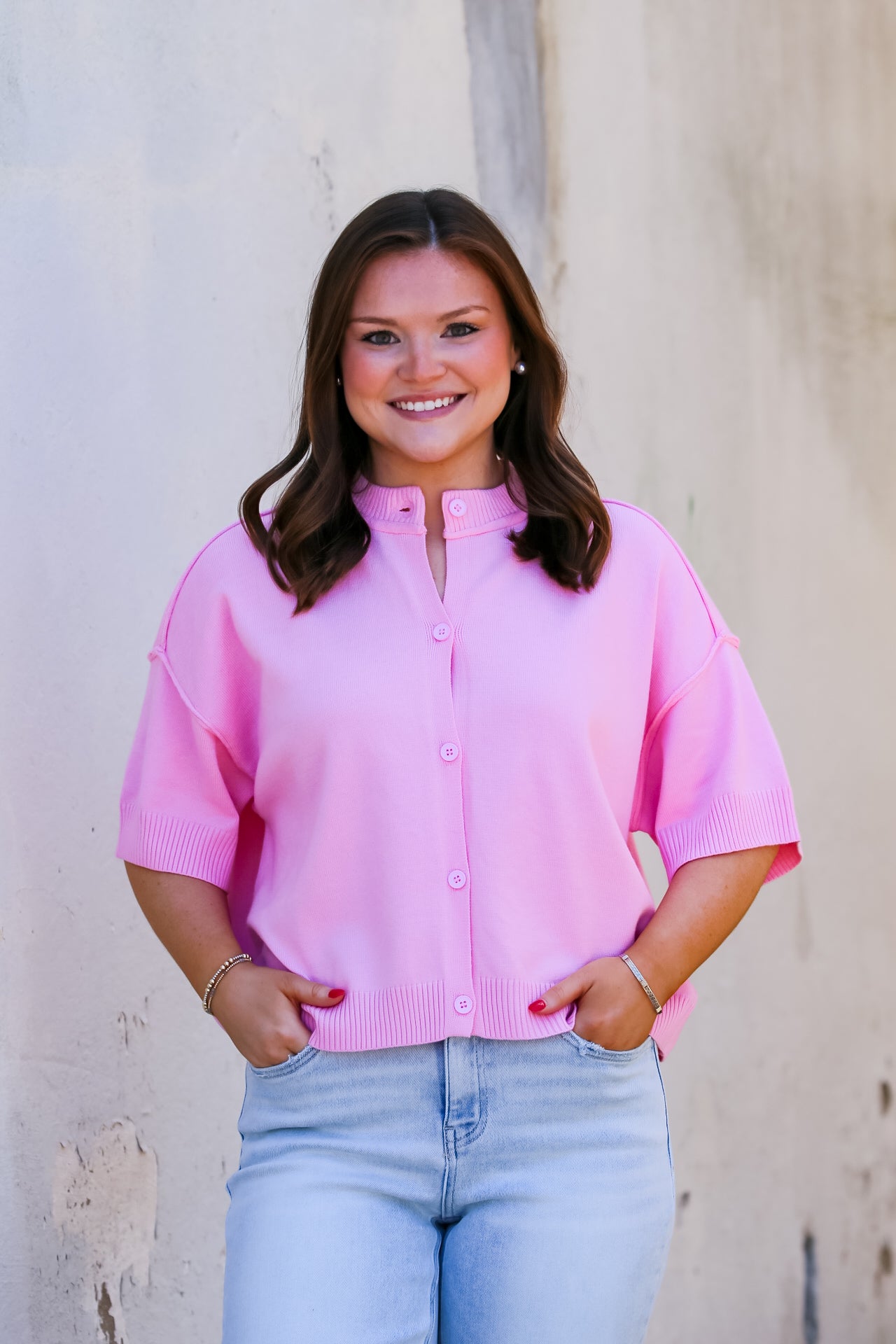 Everyday Cardigan Sweater in Pink