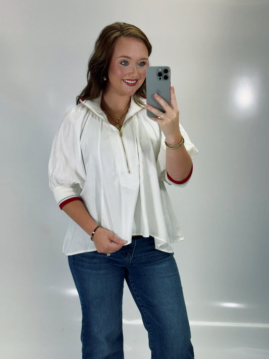 Victory Zip Blouse- White