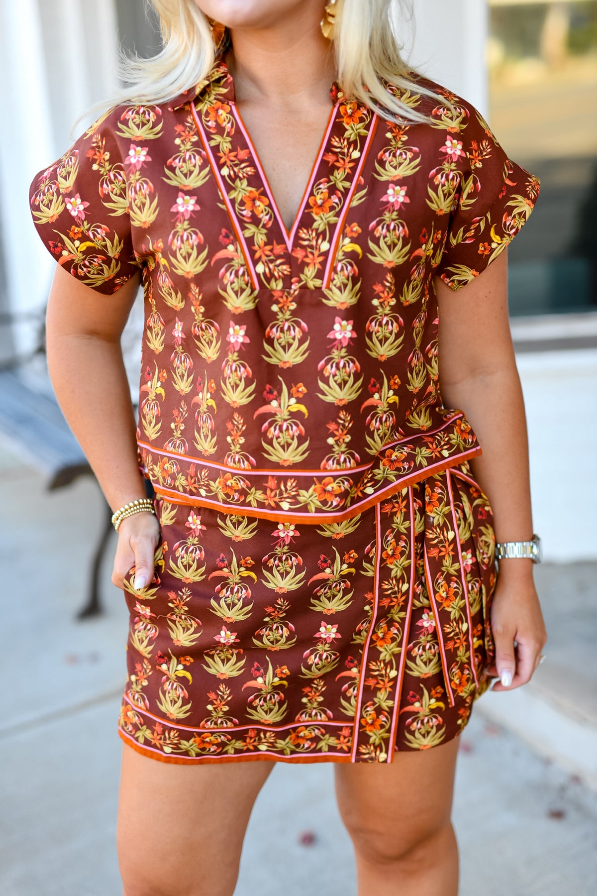 Wildflower Social Wrap Skort in Brown