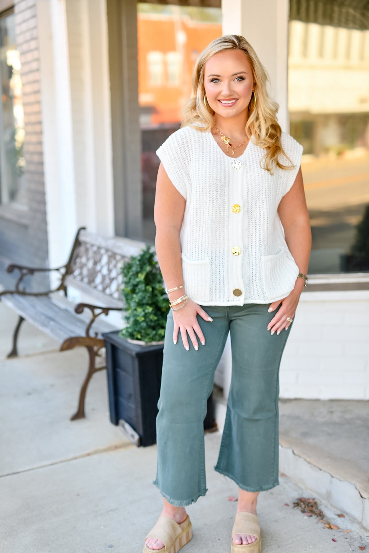 Acid Washed High Waist Frayed Hem Straight Pants-Ash Jade
