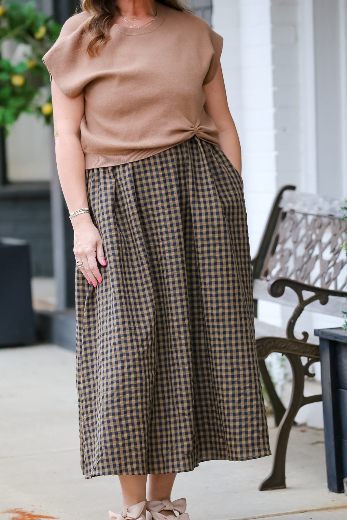The Twice as Nice Midi Dress in Camel