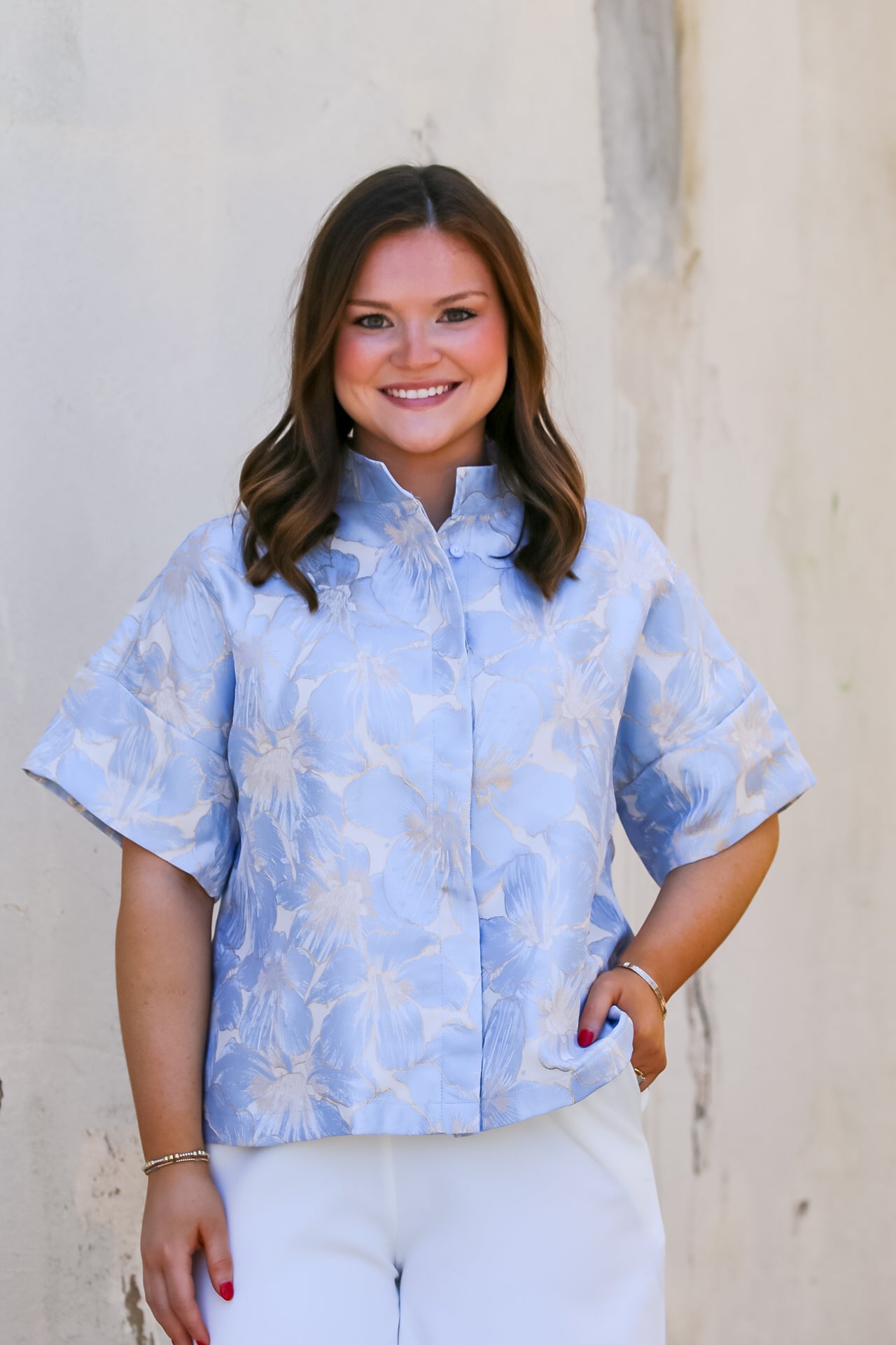 The Romantic Garden Top in Sky