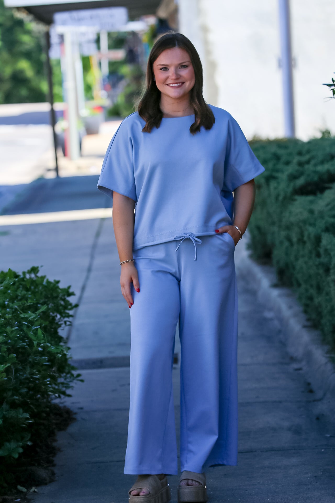 Midnight Ease Wide-Leg Set in Blue