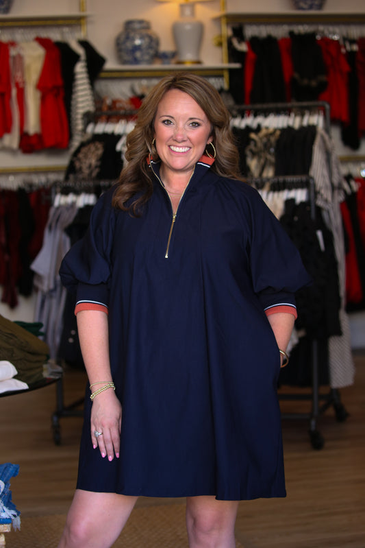 The Victory Zip Dress-Navy