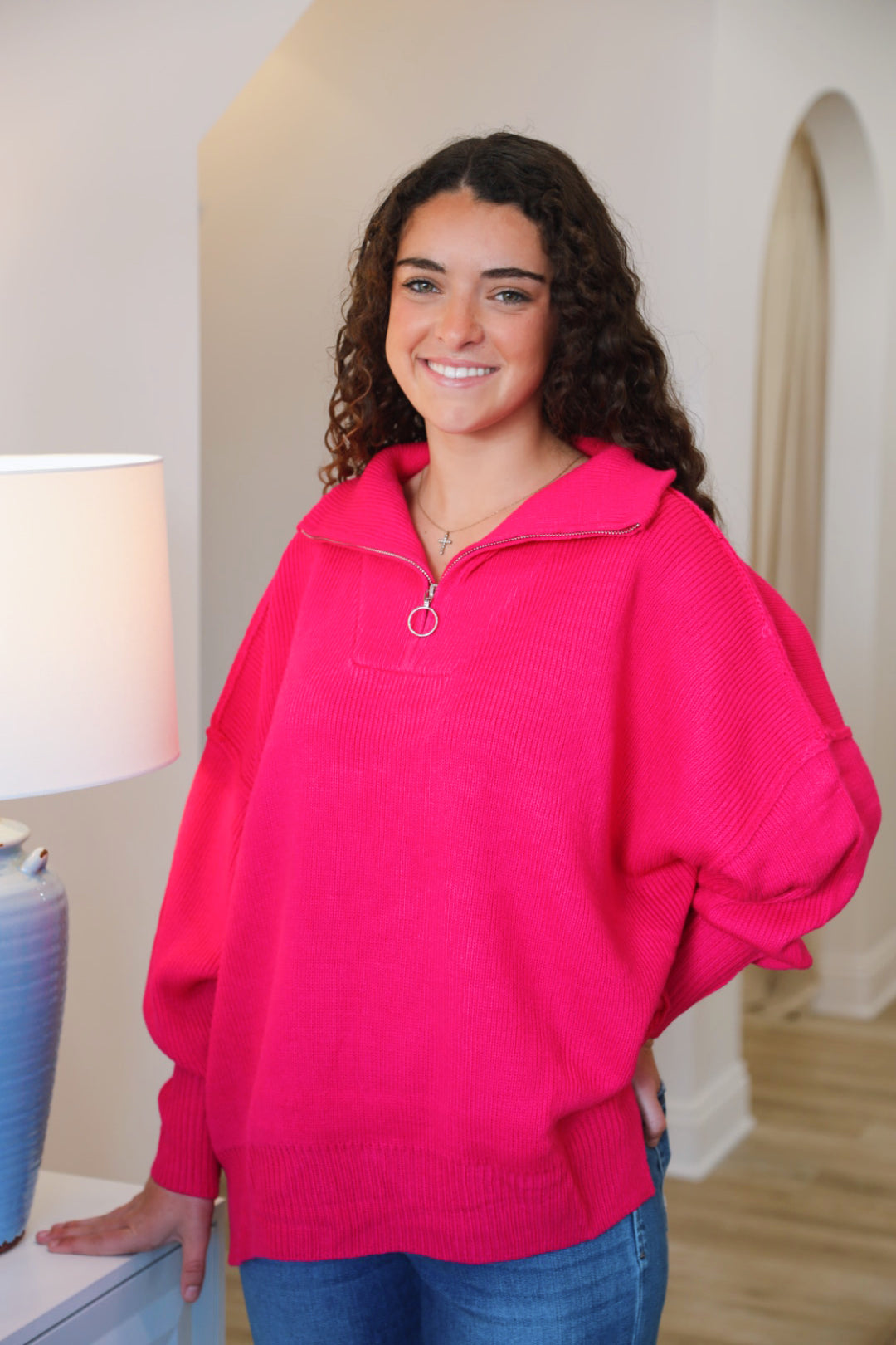 The Parker Sweater in Fuchsia