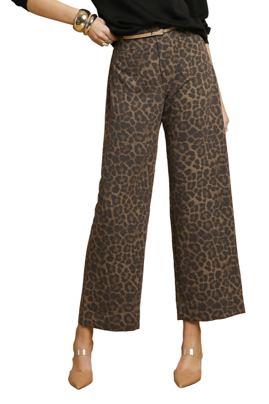 Chocolate Leopard Wide Leg Pants