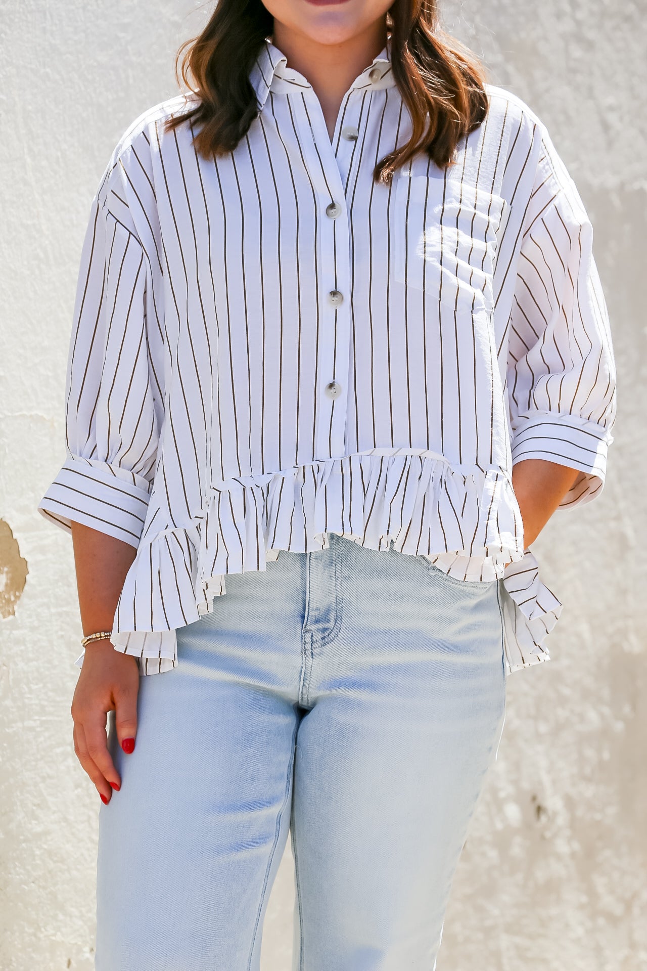 The Belle Ruffle Top in Ivory