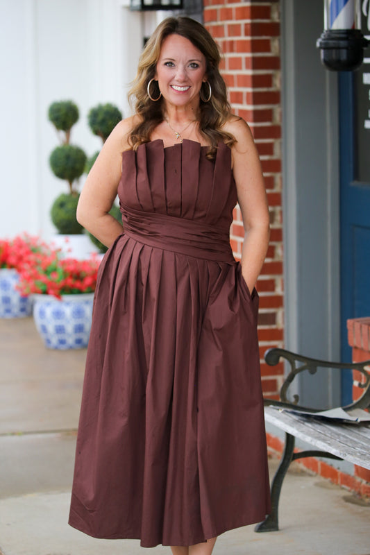 The Chocolate Affair Midi Dress in Brown