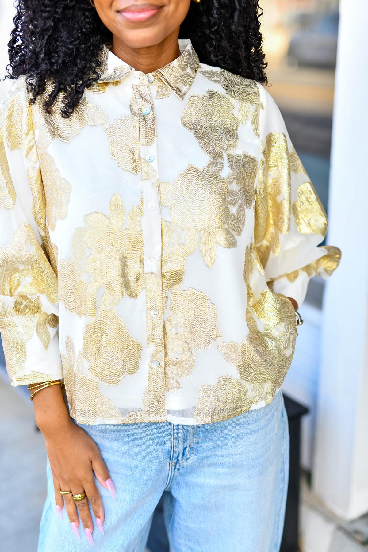 The Golden Girl Top in Ivory