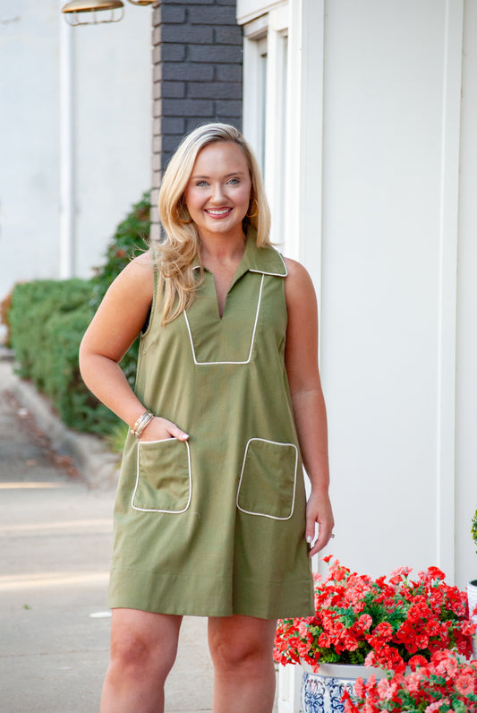 The Sutton Shift Dress in Olive