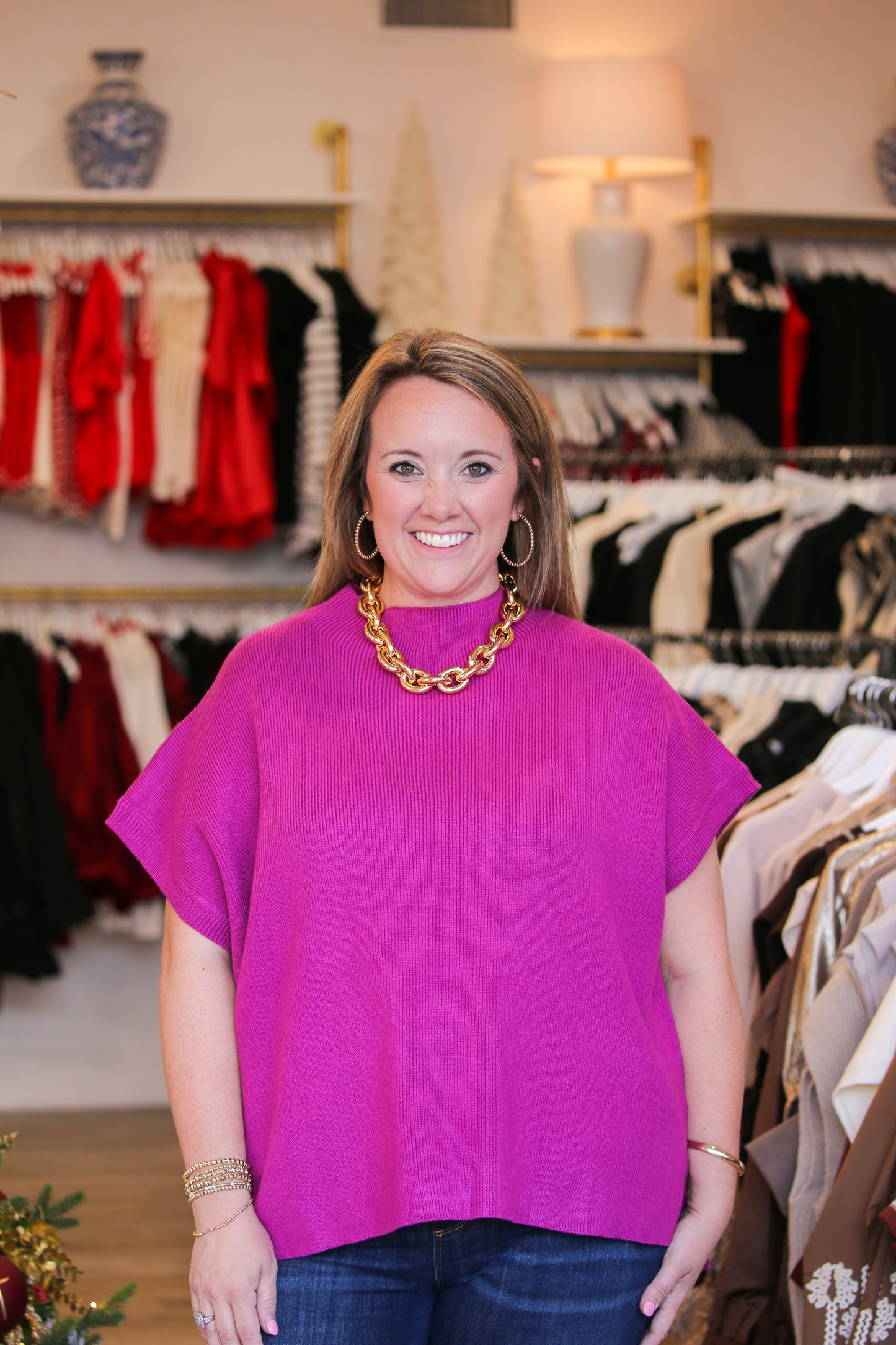 The Parker Sweater-Magenta