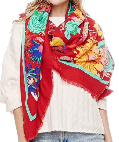 Maylin Floral Scarf in Red