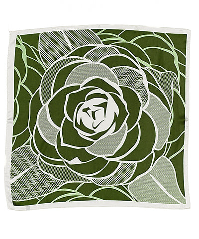 Floral Print Silky Bandana-Green