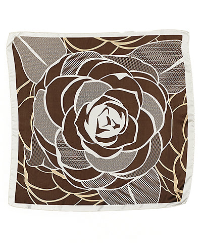 Floral Print Silky Bandana-Brown