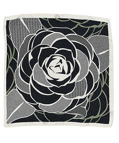 Floral Print Silky Bandana-Black