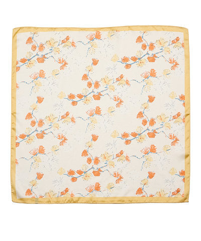 Golden Blossom Silk Scarf