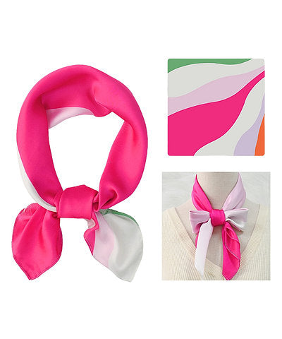 Colorful Print Bandana Scarf- Hot Pink