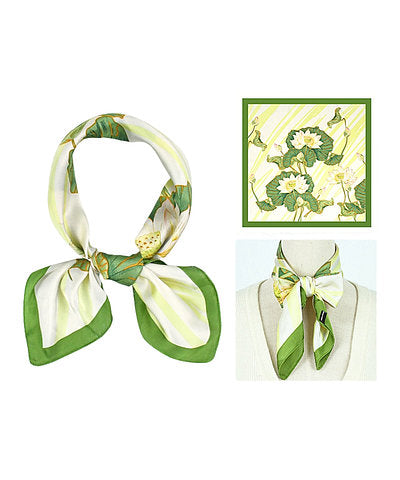 Lotus Flower Print Bandana Scarf-Light Green