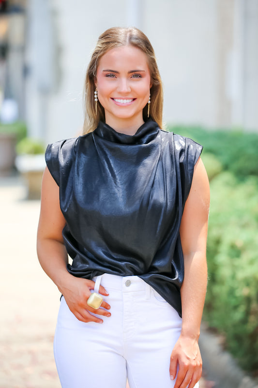 Simple Satin Top in Black