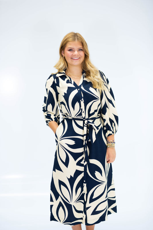 The Buffy Midi Dress in Navy