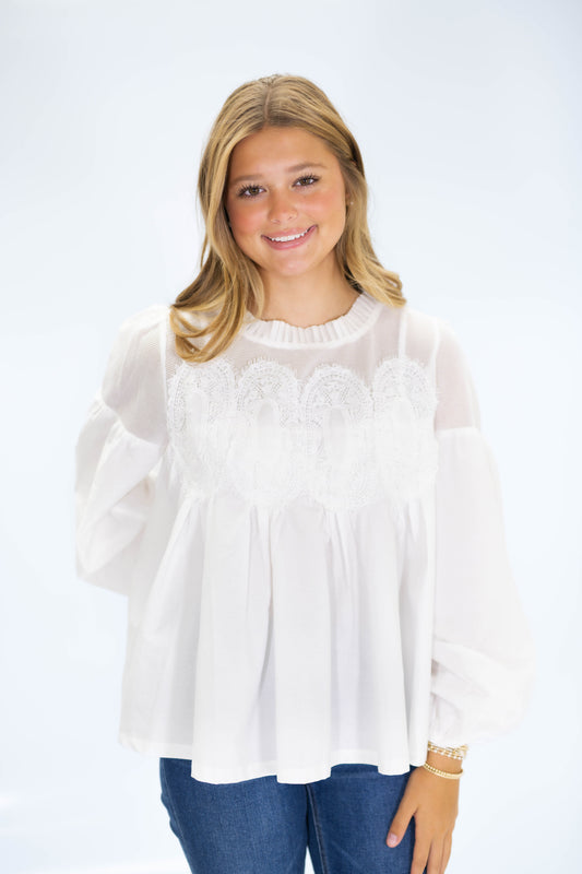 The Magnolia Lace Blouse in White