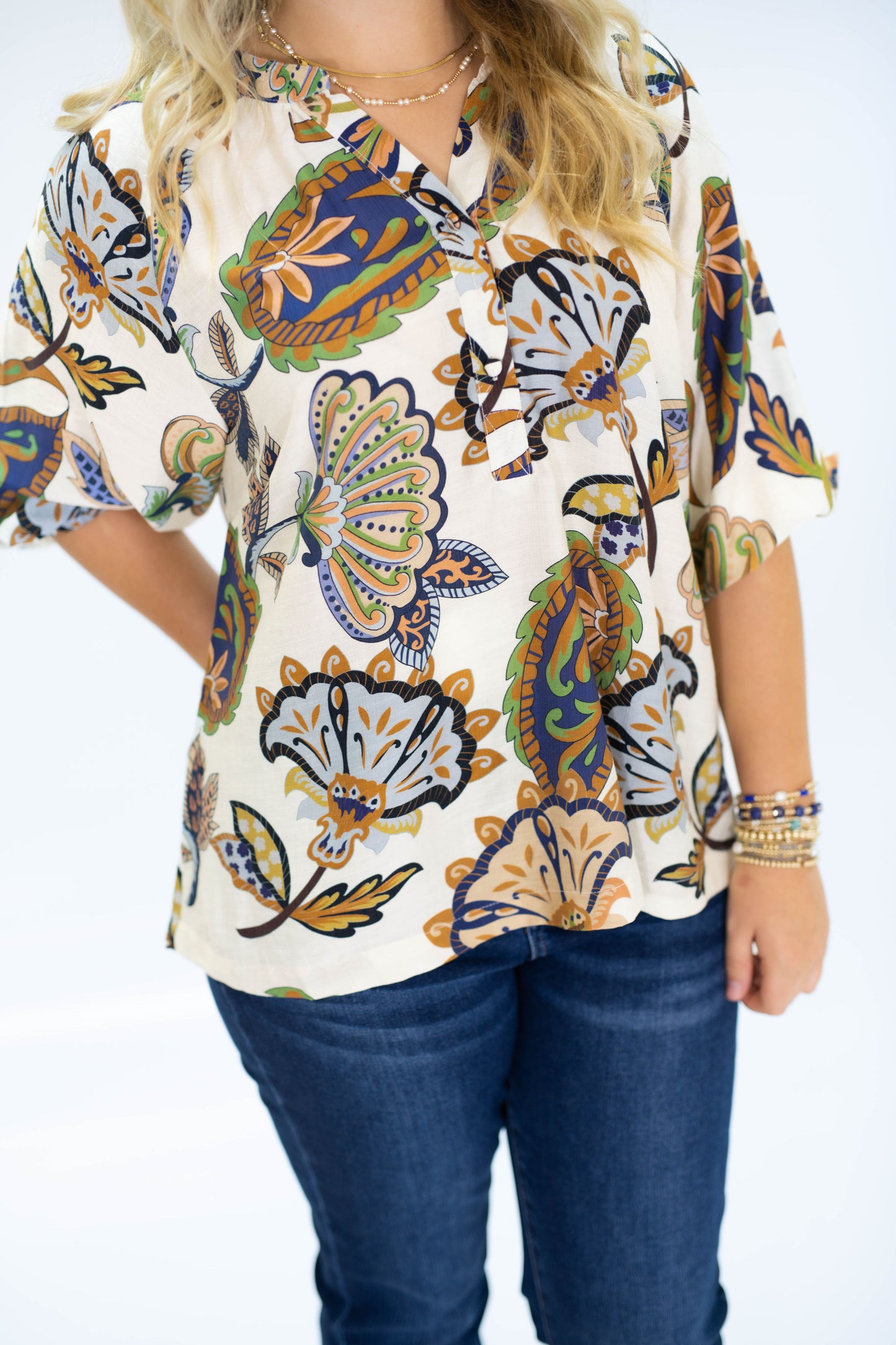 The Paisley Print Puff Sleeve