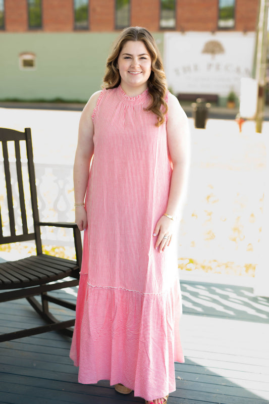 Wallis Stripe Maxi Dress Red