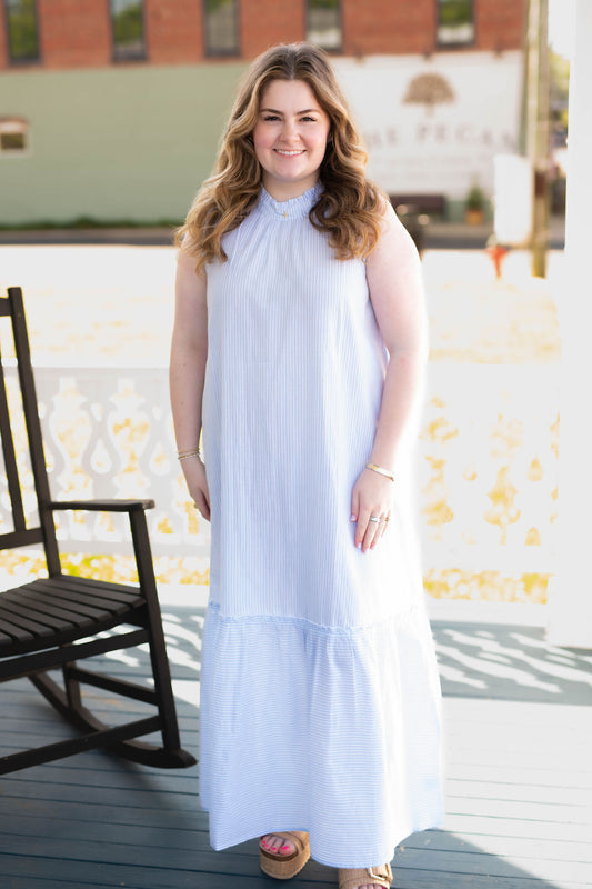 Wallis Stripe Maxi Dress Blue