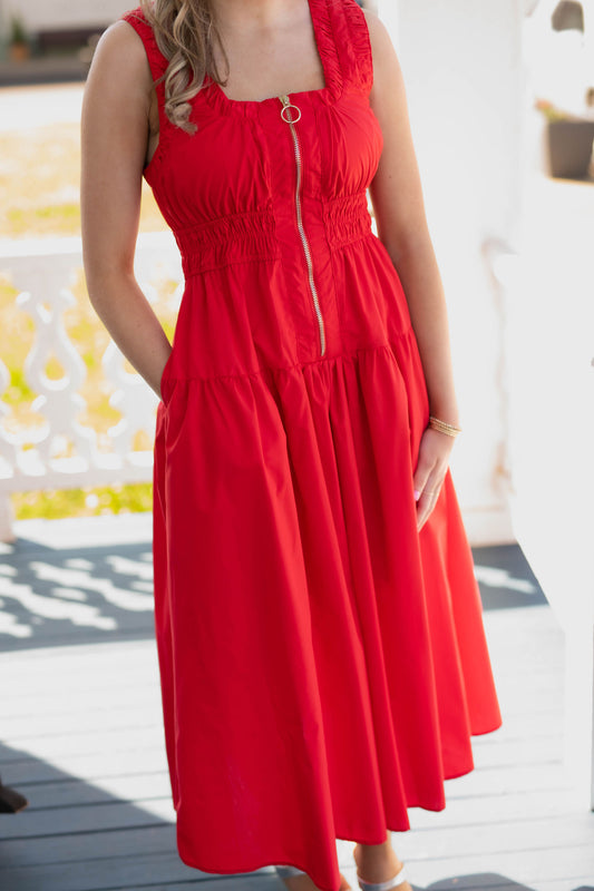 The Lola Midi Dress in Red