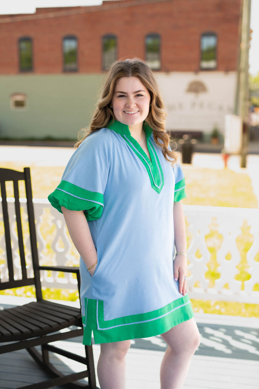 The Rachel Linen Dress in Blue