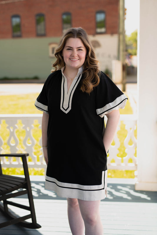 The Rachel Linen Dress in Black